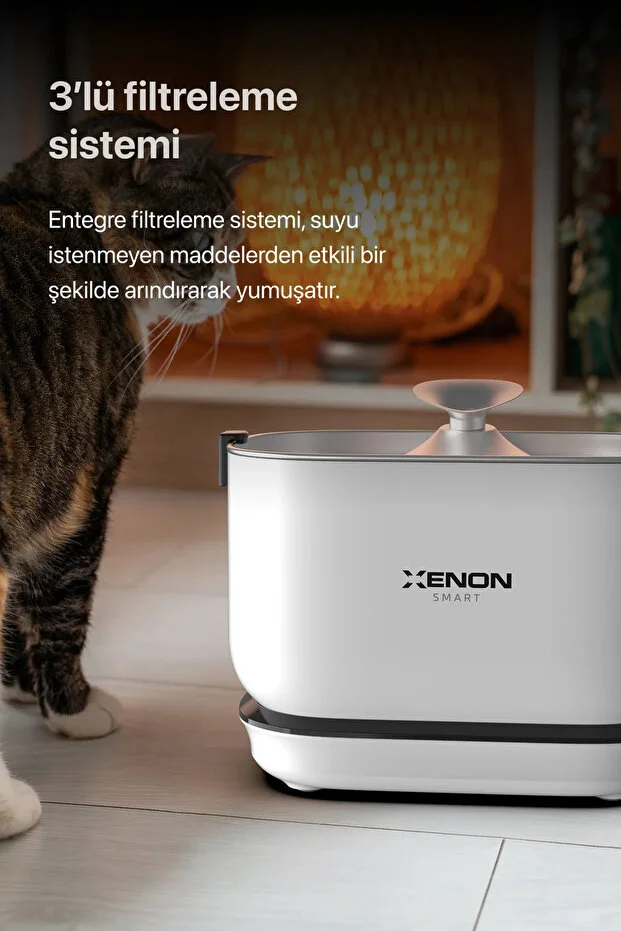  Kedi Su Pınarı | Çelik, Kablosuz, Sensörlü, 5200mAh, 2.5Lt, Su Çeşmesi (X8652)